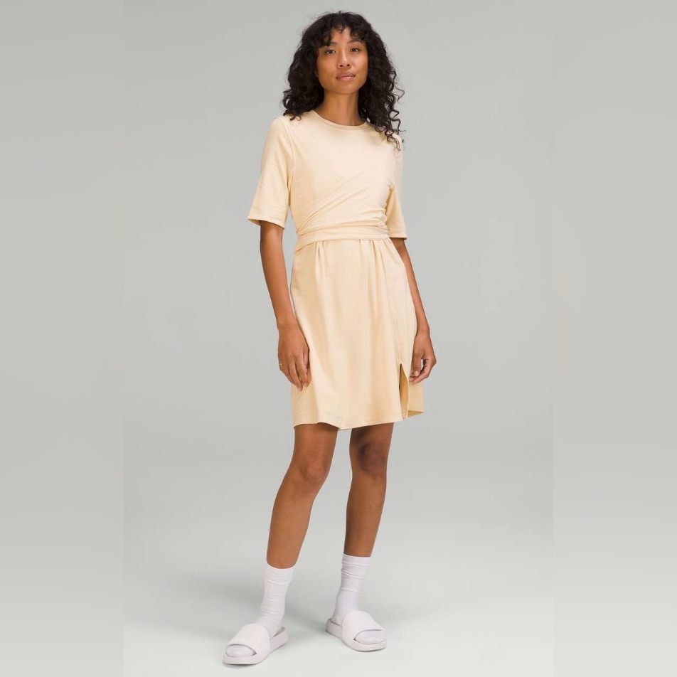 Lululemon Cotton Wrap-Front T-Shirt Dress, L, Nwt